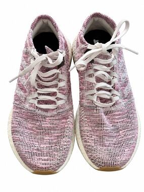 adidas Pink and White Knit Boost Sneakers